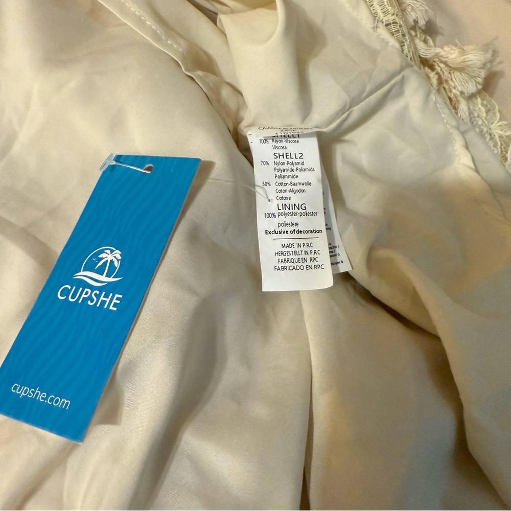 NWT Cupshe Boho Lace Trim Asymmetrical High-Low Sundress V-Neck - Picture 10 of 12